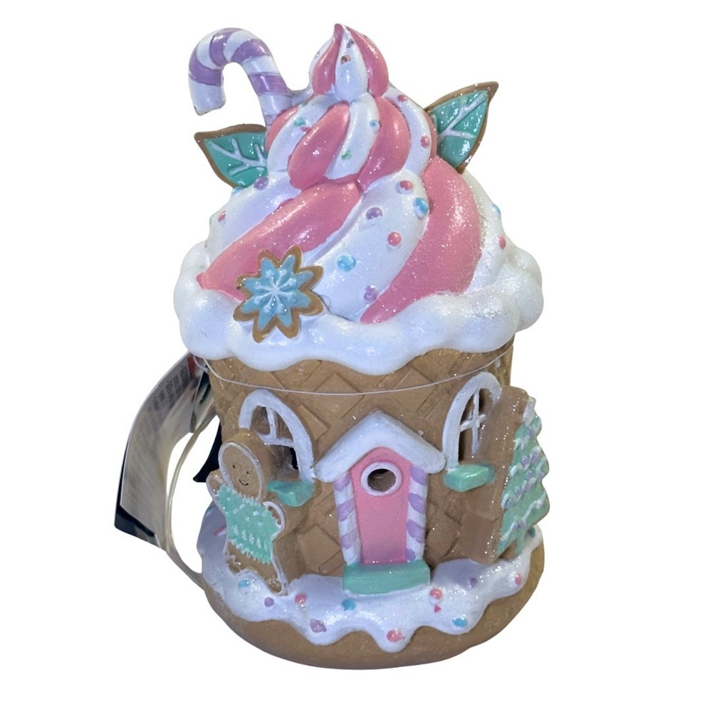 Robert Stanley Christmas Light Up Gingerbread Candy House Pink Decor NEW